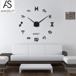 ANSELF DIY Mirror Effect Wall Clock Symbol Sticker Set Acrylic Art Design Home Decoration Black