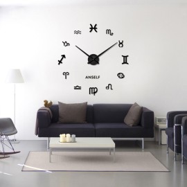 ANSELF DIY Mirror Effect Wall Clock Symbol Sticker Set Acrylic Art Design Home Decoration Black