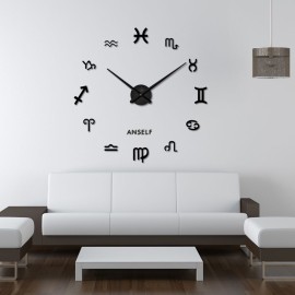 ANSELF DIY Mirror Effect Wall Clock Symbol Sticker Set Acrylic Art Design Home Decoration Black