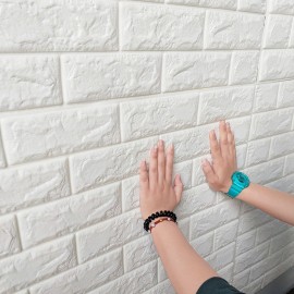 600x300mm PE Foam 3D Wall Stickers Brick Pattern Self Adhesive Anti-collision Water-resistant Moistureproof Wallpaper Home Decor Bedroom Living Room TV Wall Background Decoration