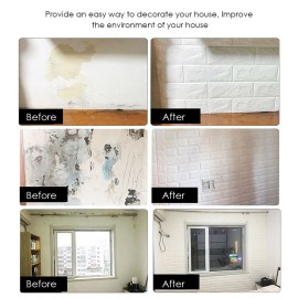 600x300mm PE Foam 3D Wall Stickers Brick Pattern Self Adhesive Anti-collision Water-resistant Moistureproof Wallpaper Home Decor Bedroom Living Room TV Wall Background Decoration