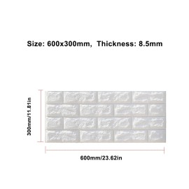 600x300mm PE Foam 3D Wall Stickers Brick Pattern Self Adhesive Anti-collision Water-resistant Moistureproof Wallpaper Home Decor Bedroom Living Room TV Wall Background Decoration