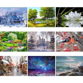 Diamond Painting DIY 5D Flowers Diamond Painting Cube Round Shape Diamond Paintings Kits Arts Craft for Room Wall Decoration