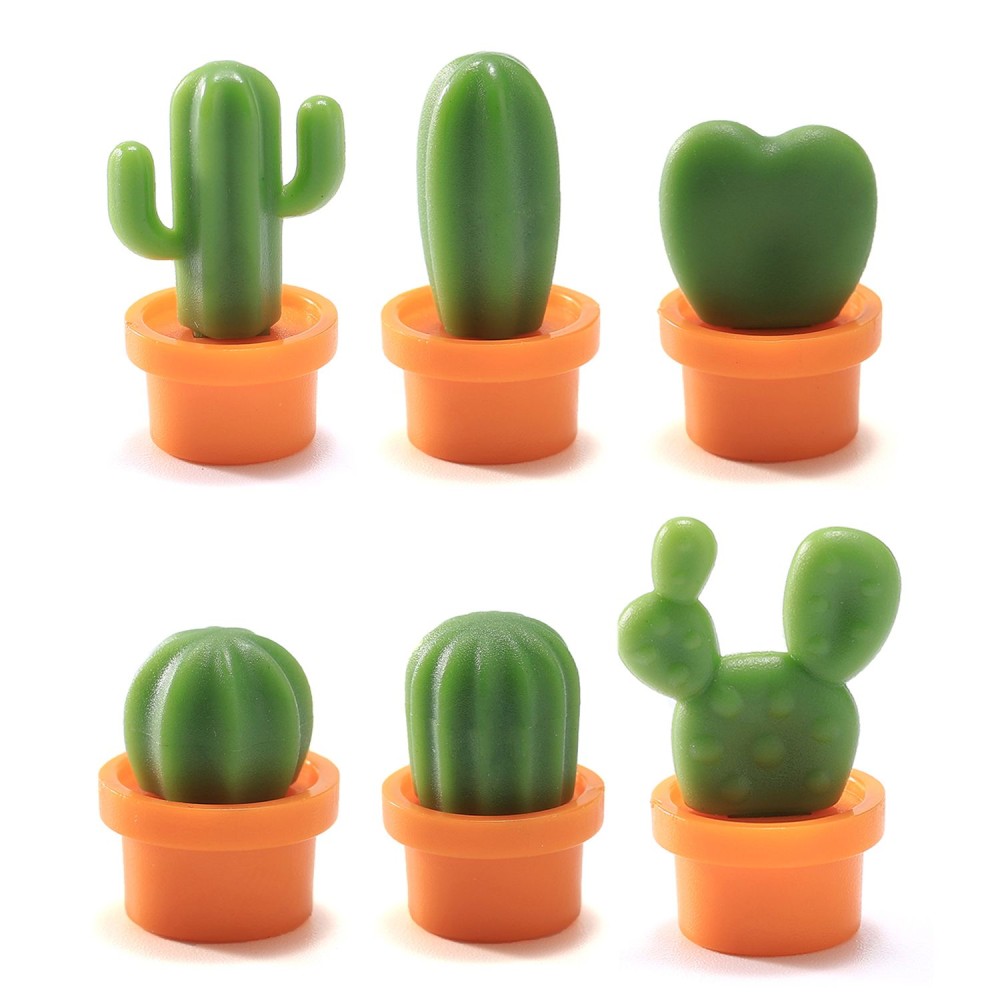 6Pcs Refrigerator Magnets Cactus Shaped Cute Fridge Magnets Refrigerator Stickers for Whiteboard Cabinets Notes Calendar Office House Decoration