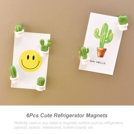 6Pcs Refrigerator Magnets Cactus Shaped Cute Fridge Magnets Refrigerator Stickers for Whiteboard Cabinets Notes Calendar Office House Decoration