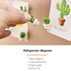 6Pcs Refrigerator Magnets Cactus Shaped Cute Fridge Magnets Refrigerator Stickers for Whiteboard Cabinets Notes Calendar Office House Decoration