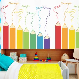 DIY Wall Decals Colorful Pencils Shaped Theme Boys Kids Room Wall Stickers Removable Vinyl Wall Art Decor for Home Kindergarten Nursery Decorations