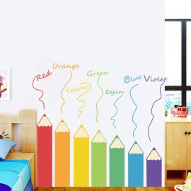 DIY Wall Decals Colorful Pencils Shaped Theme Boys Kids Room Wall Stickers Removable Vinyl Wall Art Decor for Home Kindergarten Nursery Decorations