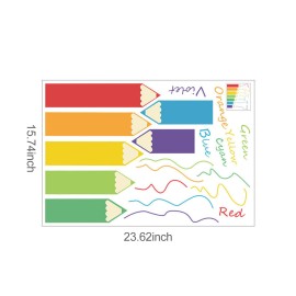 DIY Wall Decals Colorful Pencils Shaped Theme Boys Kids Room Wall Stickers Removable Vinyl Wall Art Decor for Home Kindergarten Nursery Decorations