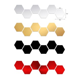 32PCS Hexagon Mirror Wall Stickers Removable Wall Decals Acrylic Decorative Mirror DIY Home Decorations for Bedroom Bathroom Living Room