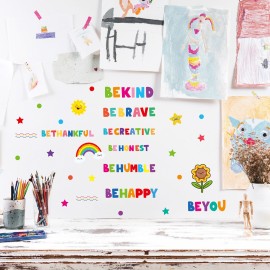 3 Sheets Cute Wall Decals DIY English Inspirational Phrases Theme Boys Kids Room Wall Stickers Removable Vinyl Wall Art Decor for Home Kindergarten Nursery Decorations