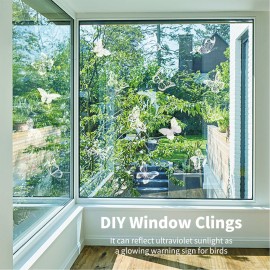 4 Sheets Anti-Collision Window Stickers DIY Butterfly Theme Window Clings Removable PVC Glass Stickers for Bird Strikes