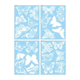 4 Sheets Anti-Collision Window Stickers DIY Butterfly Theme Window Clings Removable PVC Glass Stickers for Bird Strikes