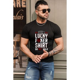 Black Poker Cards Letter Graphic Print Men's Tee