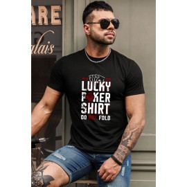 Black Poker Cards Letter Graphic Print Men's Tee
