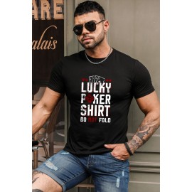 Black Poker Cards Letter Graphic Print Men's Tee