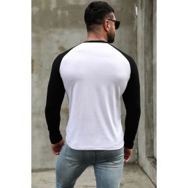 Black Steer Head Graphic Letter Print Color Block Long Sleeve Top