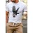 White Eagle Rose Print Short Sleeve Men's Graphic Tee