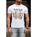 White Ridin' High Graphic Figure Print Men's T-shirt