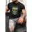 Gray Skull Lightning Graphic Print Short Sleeve Men's T Shirt