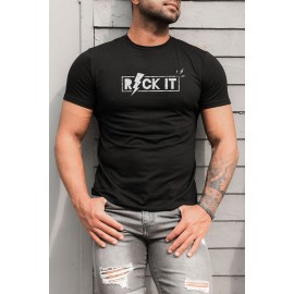 Black Rock It Lightning Print Short Sleeve Men's Graphic Tee