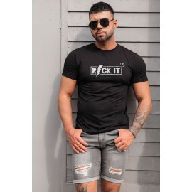 Black Rock It Lightning Print Short Sleeve Men's Graphic Tee