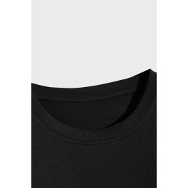 Black PAPA Letters Graphic Print Slim Fit Men's T Shirt