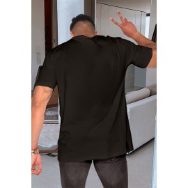 Black Men's Valentine Cupid Letter Print Short Sleeve T-shirt