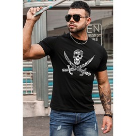 Black Men Solid T Shirt with Ghost Print