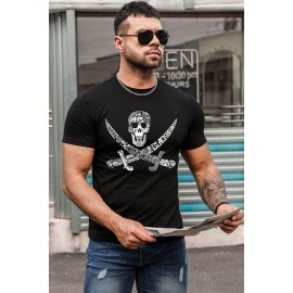 Black Men Solid T Shirt with Ghost Print