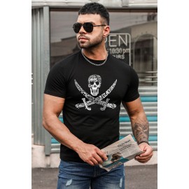 Black Men Solid T Shirt with Ghost Print