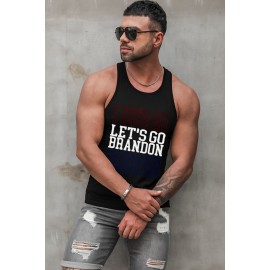 Black Men's LET'S GO BRANDON Letters Print Sleeveless Top
