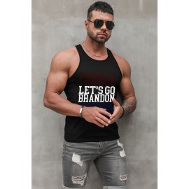 Black Men's LET'S GO BRANDON Letters Print Sleeveless Top