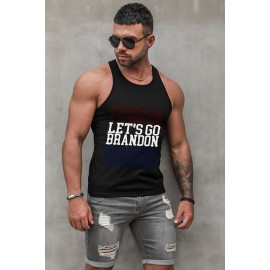 Black Men's LET'S GO BRANDON Letters Print Sleeveless Top