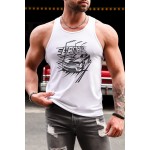 White Racing Vehicle O Neck Racerback Men's Tank Top