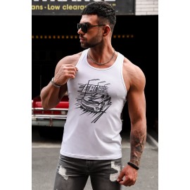White Racing Vehicle O Neck Racerback Men's Tank Top