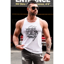 White Racing Vehicle O Neck Racerback Men's Tank Top