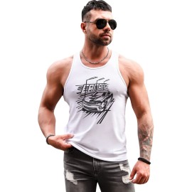 White Racing Vehicle O Neck Racerback Men's Tank Top