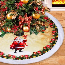 38 Inch Large Christmas Tree Skirt Reusable Xmas Tree Skirt for Christmas Decorations Tree Ornaments Holiday Festivals Gift Home Decorations