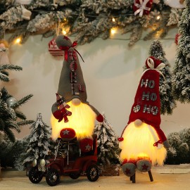 Forest Elder Ornament with Light Rudolph the Gnome Faceless Doll Ornament Christmas Decoration Holiday Decoration Home Ornament Red Hat
