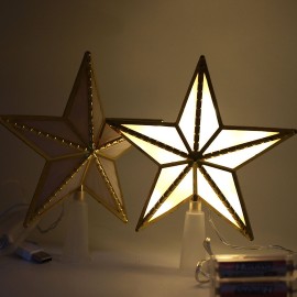 Christmas Tree Topper Ornaments for Xmas Christmas Tree Lighted Star Tree Topper USB & Battery Powered LED Treetop for Xmas Tree Party Decoration