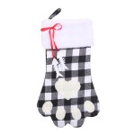 Christmas Stockings Black and White Plaid Dog Paw Stocking Hanging Christmas Tree Gift Bag Candy Bag Christmas Tree Decoration Accessories