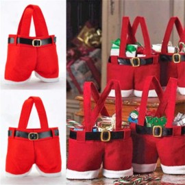 Cute Red Christmas Bag Hold Bottle Gift Candy Bag Christmas Party Decoration