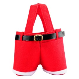 Cute Red Christmas Bag Hold Bottle Gift Candy Bag Christmas Party Decoration