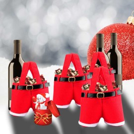 Cute Red Christmas Bag Hold Bottle Gift Candy Bag Christmas Party Decoration