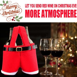 Cute Red Christmas Bag Hold Bottle Gift Candy Bag Christmas Party Decoration