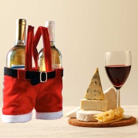 Cute Red Christmas Bag Hold Bottle Gift Candy Bag Christmas Party Decoration