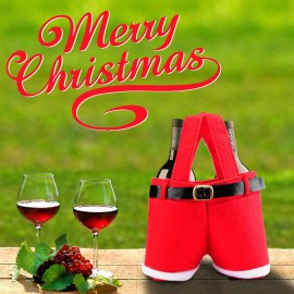 Cute Red Christmas Bag Hold Bottle Gift Candy Bag Christmas Party Decoration