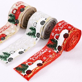 5M/Roll Christmas Tree Decoration Ribbon for Xmas Tree Crafting Merry Christmas Wired Edge Ribbon for DIY DIY Gift Wrapping Home Decor Gift Holiday Festivals