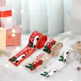 5M/Roll Christmas Tree Decoration Ribbon for Xmas Tree Crafting Merry Christmas Wired Edge Ribbon for DIY DIY Gift Wrapping Home Decor Gift Holiday Festivals